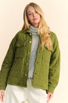 Davi & Dani Quilted Button Down Shacket with Chest Pockets - NeoKira Unlimited