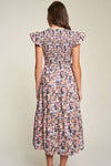 Vintage Garden Floral Flutter Smocking Midi Dress  Davi & Dani   