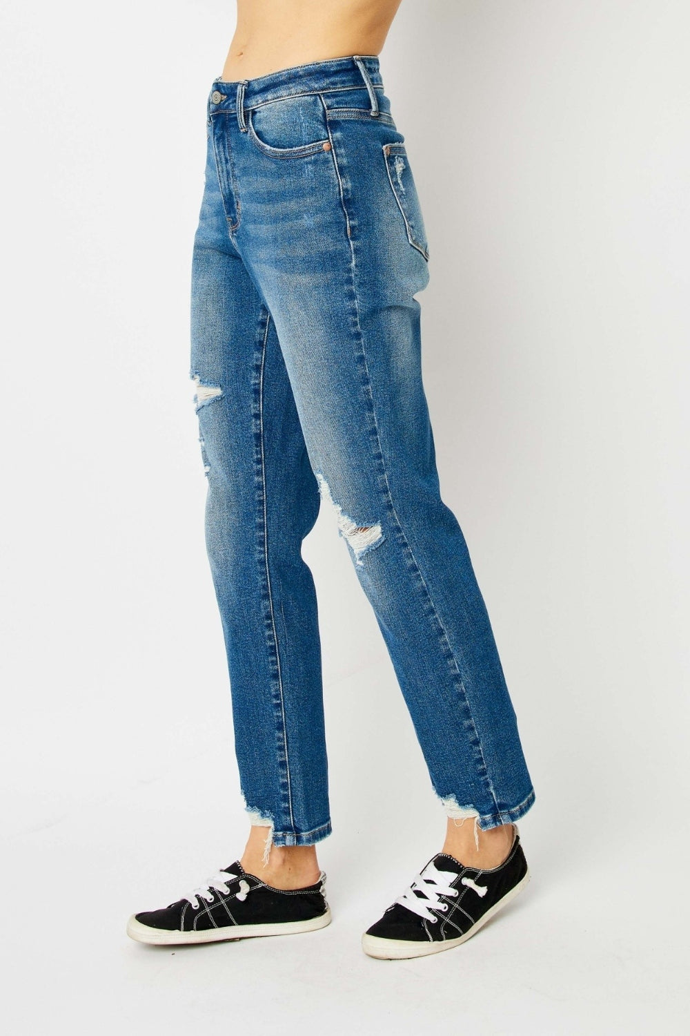 Judy Blue Full Size Distressed Slim Jeans Jeans Trendsi   