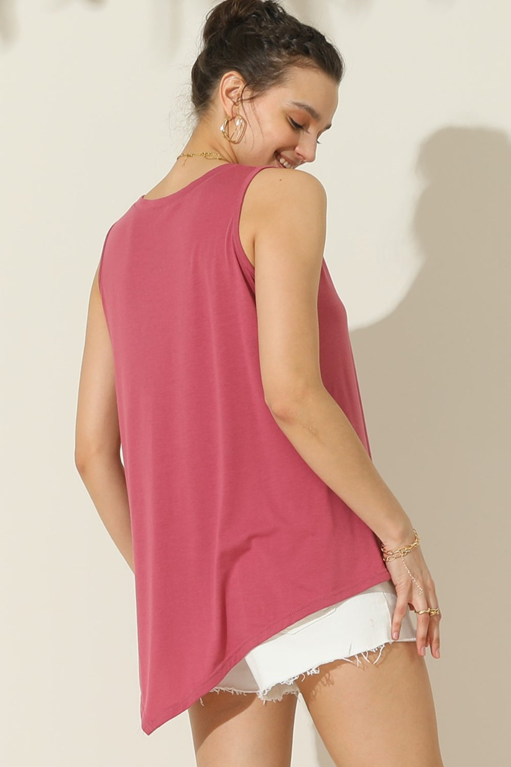 Ninexis Round Neck Button Side Tank Tank Top Trendsi   