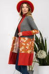 Celeste Full Size Floral Color Block Open Front Cardigan Cardigan Trendsi   