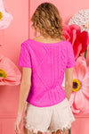 BiBi Cable Knit Short Sleeve Sweater Sweater Trendsi   