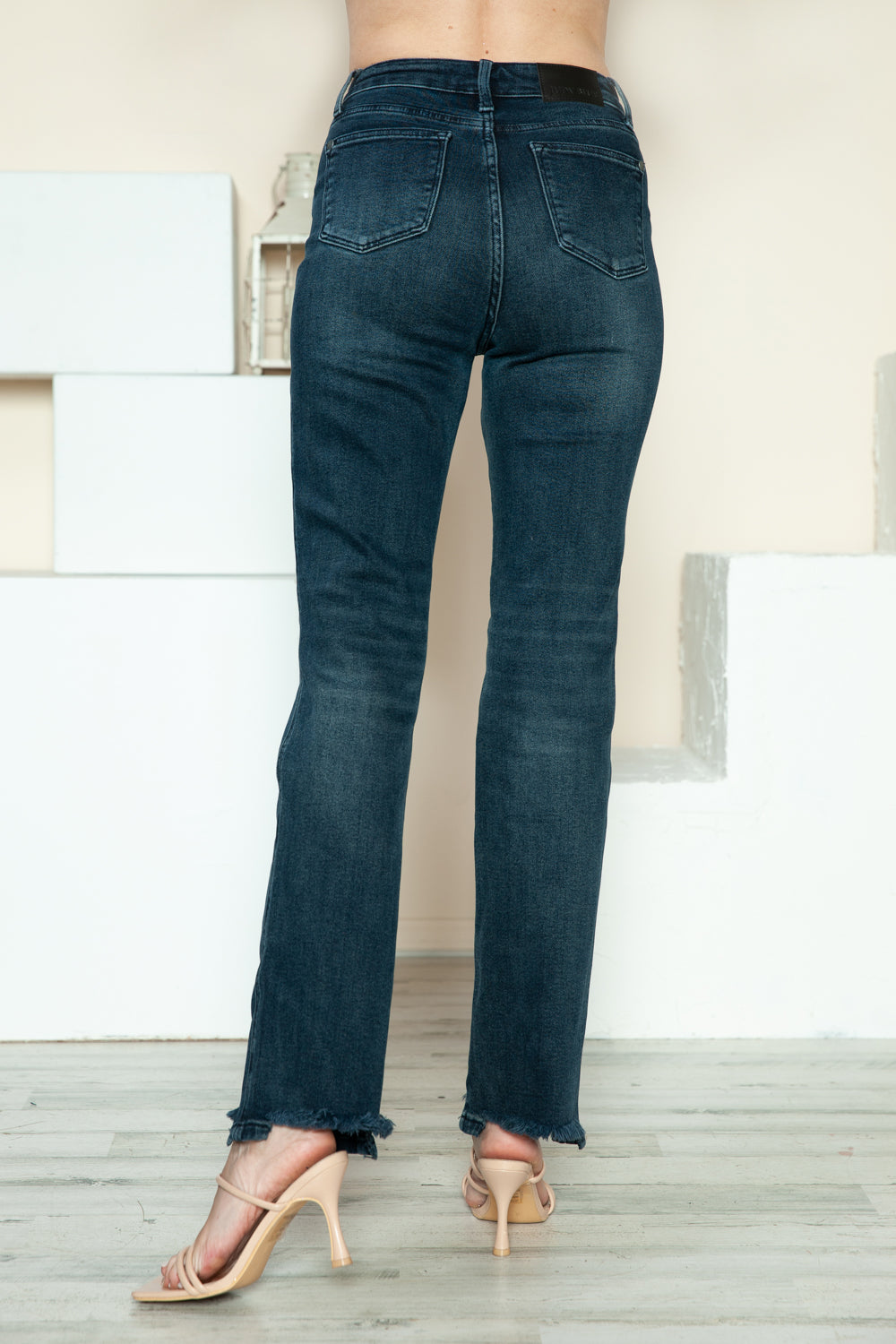 Judy Blue Full Size Button Fly Hem Destroy Straight Jeans - NeoKira Unlimited