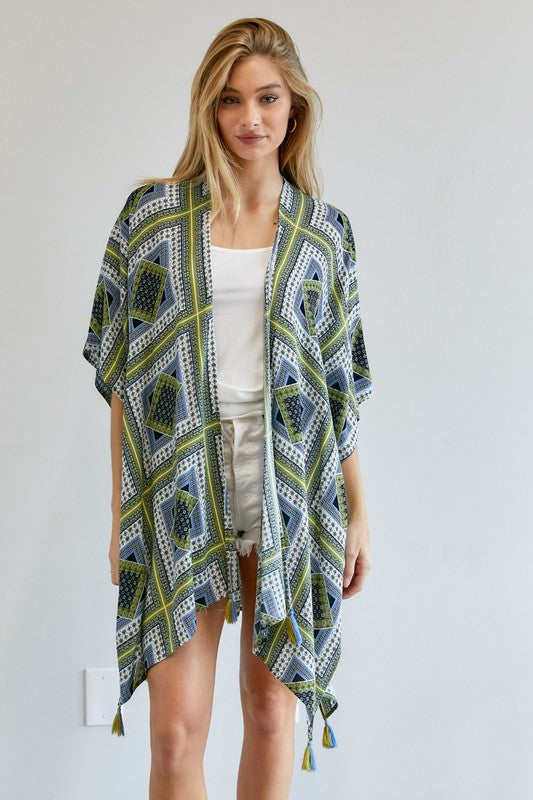 Printed Short Sleeve loose Kimono  Davi & Dani   