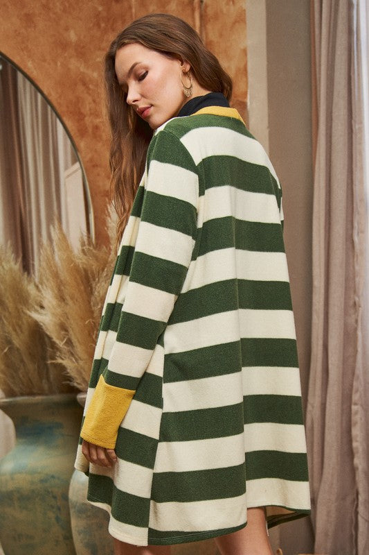 Jade By Jane Plus Size Striped Draped Cardigan | Casual Comfort Everyday Chic - NeoKira Unlimited