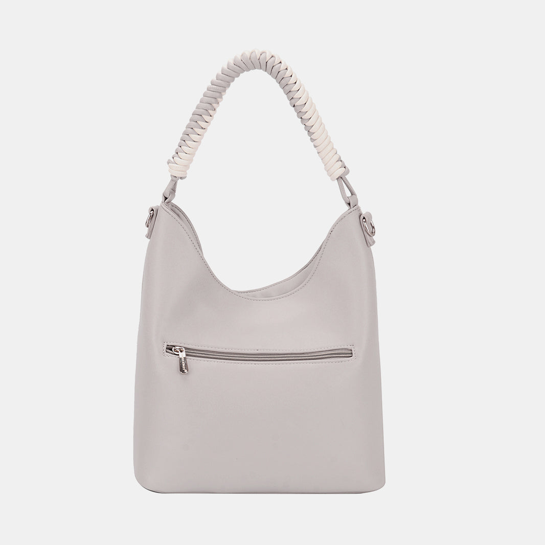 David Jones Woven Handle PU Leather Handbag - NeoKira Unlimited