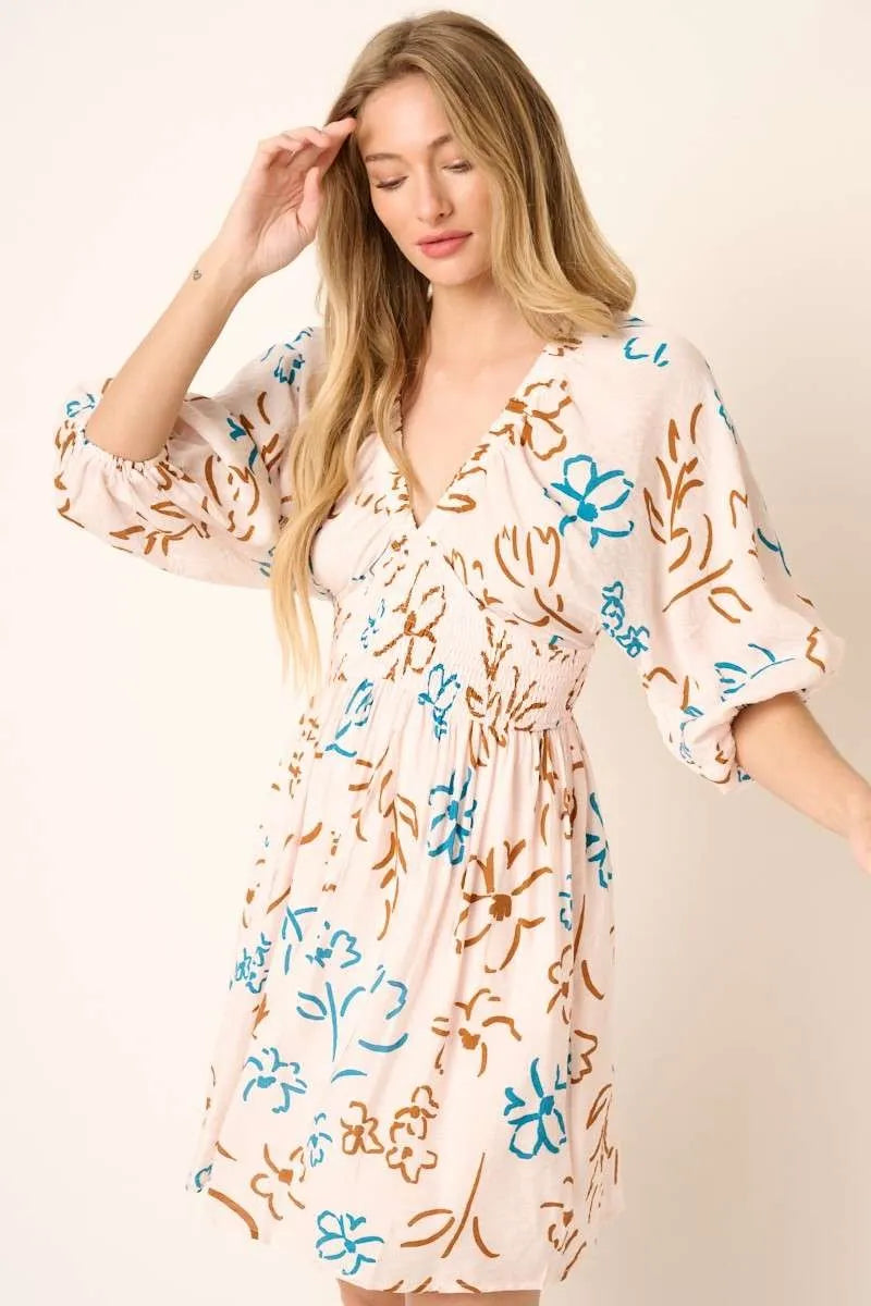 Mittoshop Flower Print Mocked Waist Mini Dress - NeoKira Unlimited