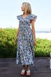 Vintage Garden Floral Flutter Smocking Midi Dress  Davi & Dani   