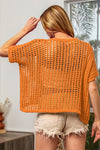 BiBi Hollowed Out Short Sleeve Knit Cover Up Cover Up Trendsi   