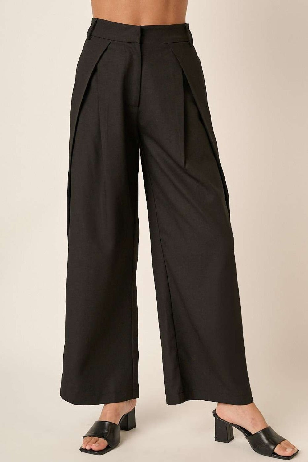 Mittoshop Deep Pleated High Waisted Wide Leg Pants - NeoKira Unlimited