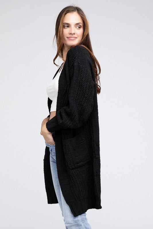 BiBi Twist Knitted Open Front Cardigan With Pockets Cardigan BiBi   