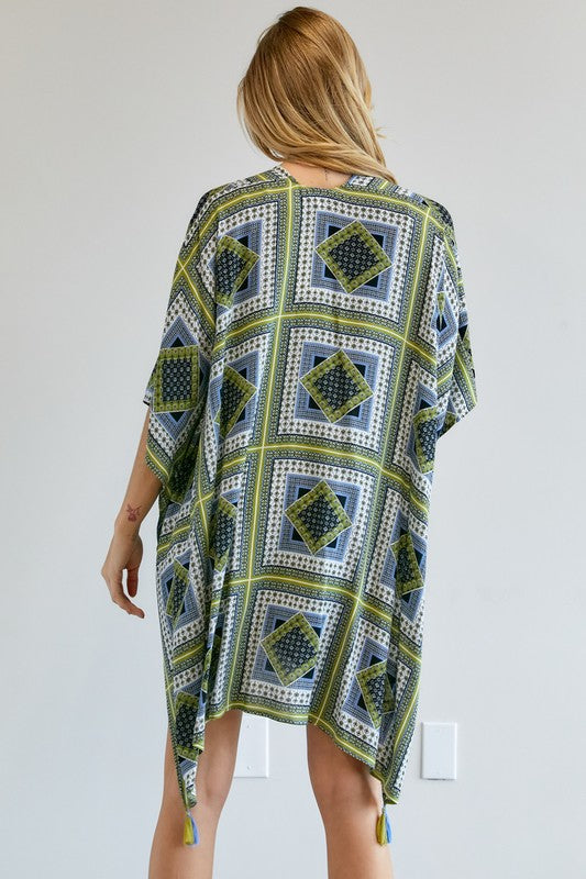 Printed Short Sleeve loose Kimono  Davi & Dani   