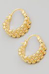 Fame Metallic Bead Pincatch Hoop Earrings Hoops Trendsi Gold One Size 