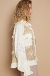 POL Eyelet Flower Pearl Detail Lace Patchwork Shirt - NeoKira Unlimited