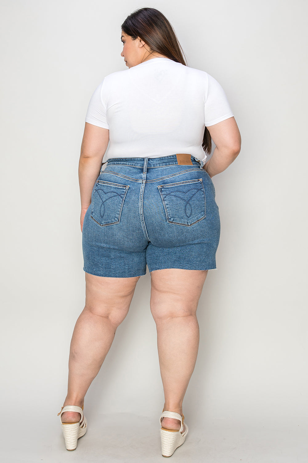 Judy Blue Full Size High Waist Slim Denim Shorts Denim Shorts Trendsi   