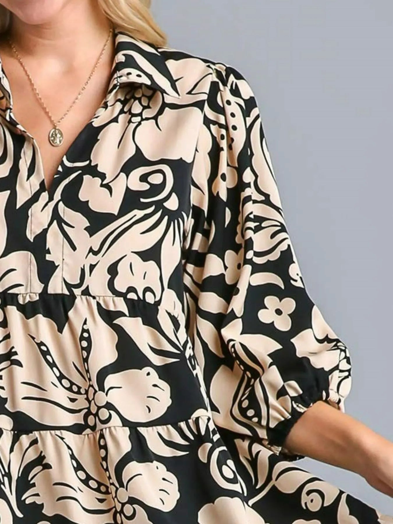 Umgee Floral Print Tiered Midi Dress Romantic Boho Chic Style - NeoKira Unlimited