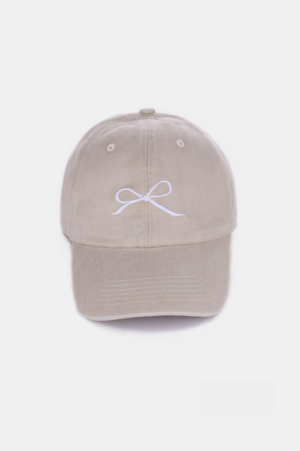 Zenana Bow Embroidered Washed Cotton Caps Caps Trendsi Ash Mocha One Size 