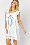 Davi & Dani Embroidered Square Neck Mini Dress Mini Dress Davi & Dani White S 