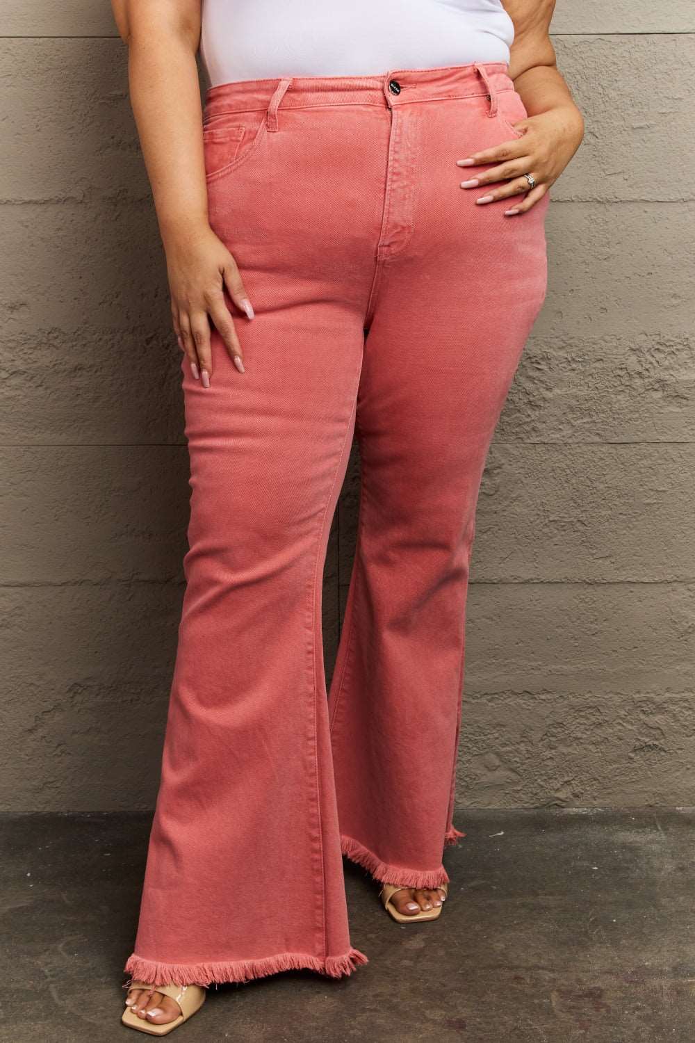 RISEN Bailey Full Size High Waist Side Slit Flare Jeans - NeoKira Unlimited