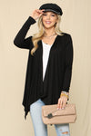 Celeste Full Size Open Front Knit Cardigan Cardigan Trendsi Black S 