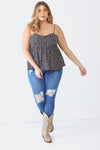 Zenobia Plus Size Frill Smocked Floral Sweetheart Neck Cami Top Trendsi   