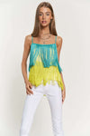 Davi & Dani Fringe Overlay Cross Straps Party Cami Top Top Davi & Dani   