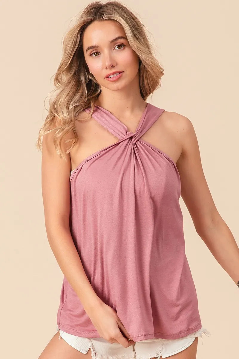 BiBi Rayon Span Jersey Knit Halter Neck Tank Top - NeoKira Unlimited
