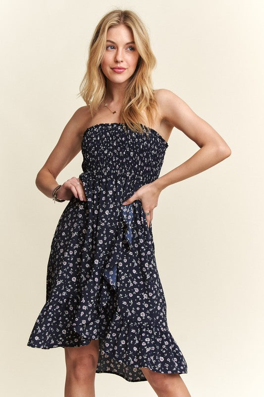 ADORA Smocked Floral Tube Dress with Pockets - NeoKira Unlimited