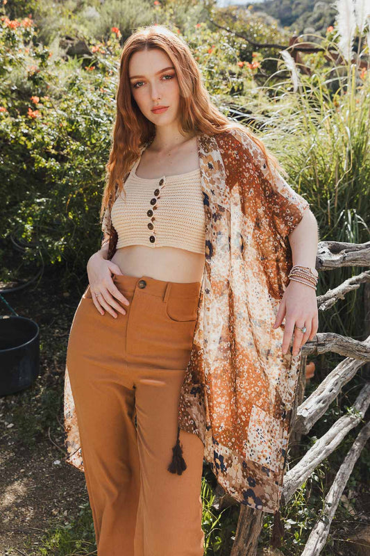 Allover Floral Print Kimono - NeoKira Unlimited