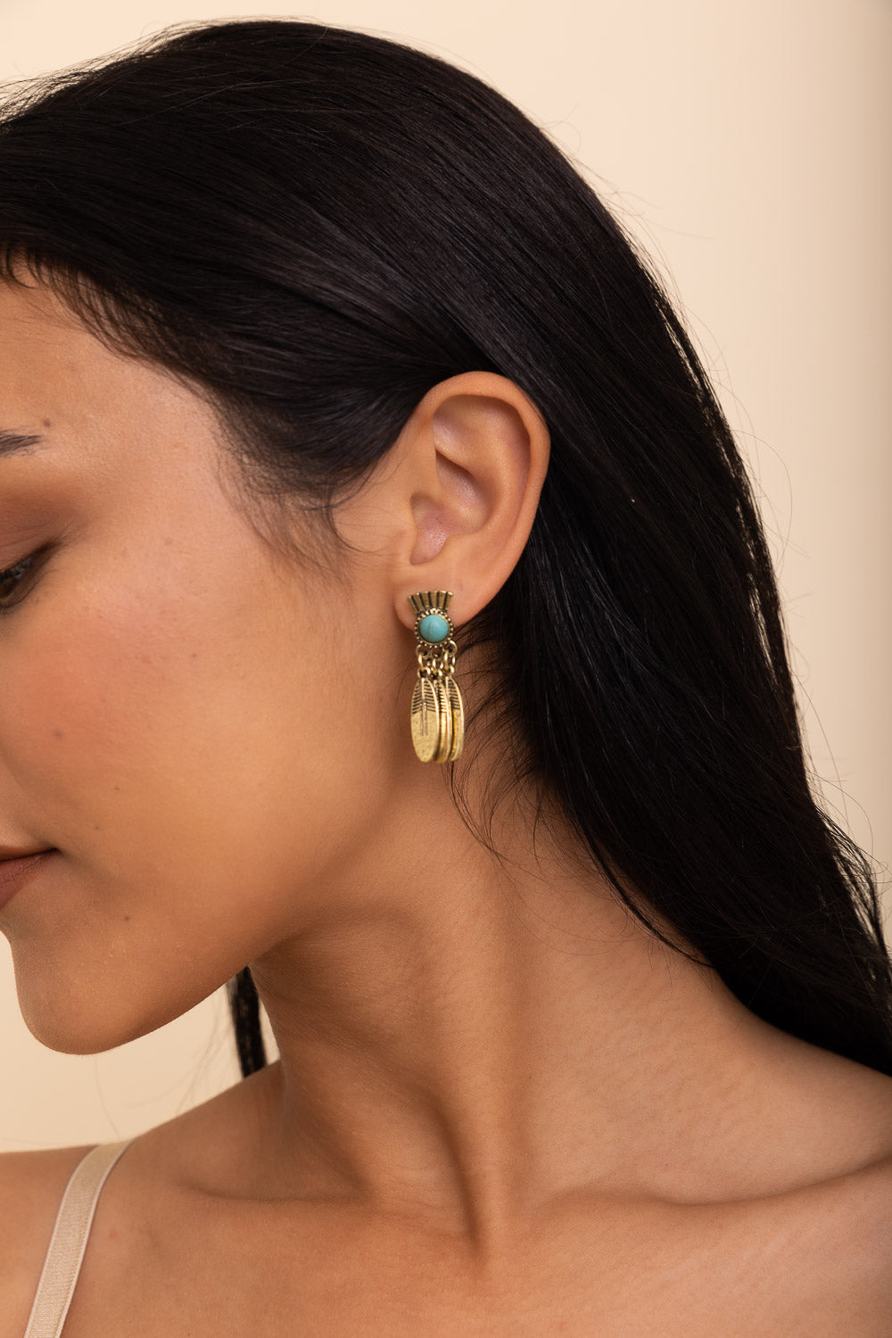 Antique Bronze Turquoise Stone Earrings - NeoKira Unlimited