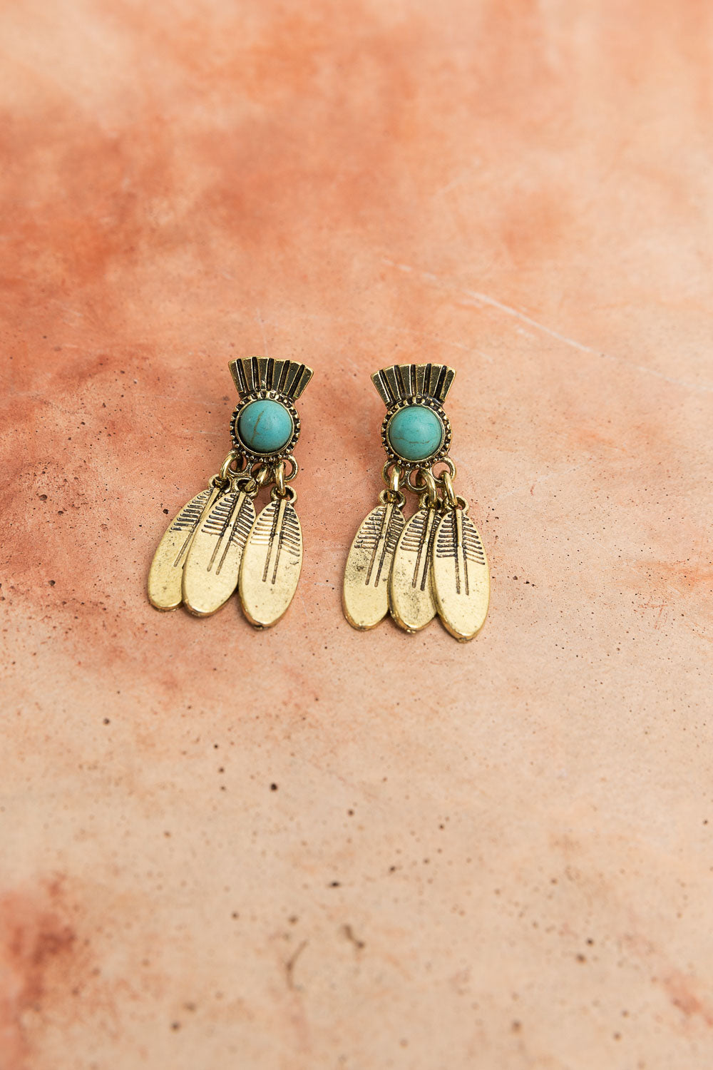 Antique Bronze Turquoise Stone Earrings - NeoKira Unlimited