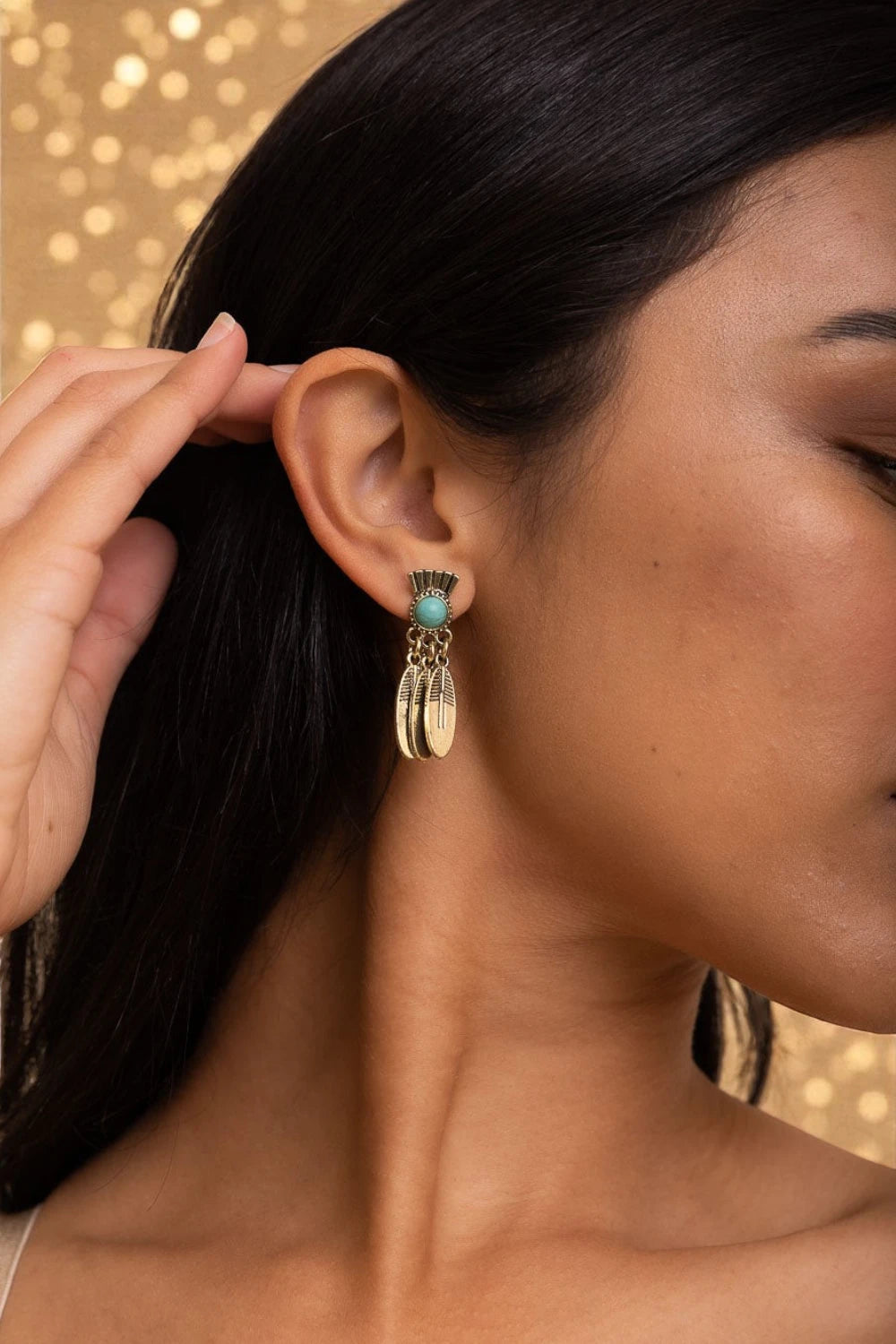 Antique Bronze Turquoise Stone Earrings - NeoKira Unlimited