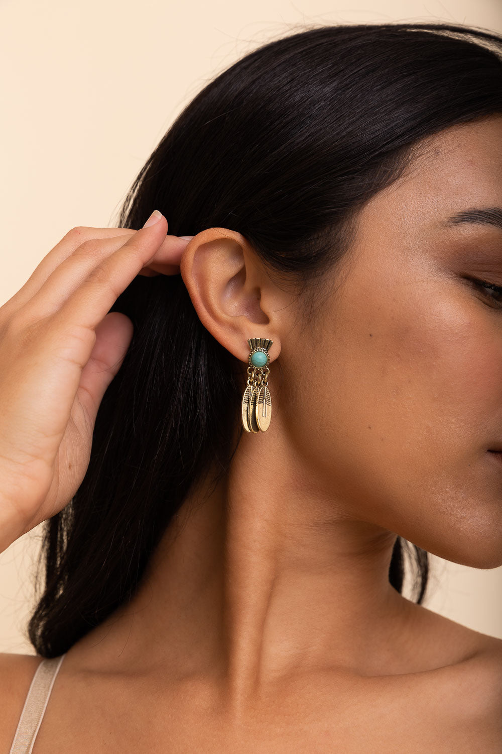 Antique Bronze Turquoise Stone Earrings - NeoKira Unlimited