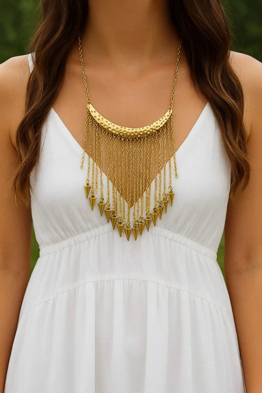 Boho Tribal Arrow Fringe Statement Necklace – Bold Chic Layering Piece - NeoKira Unlimited