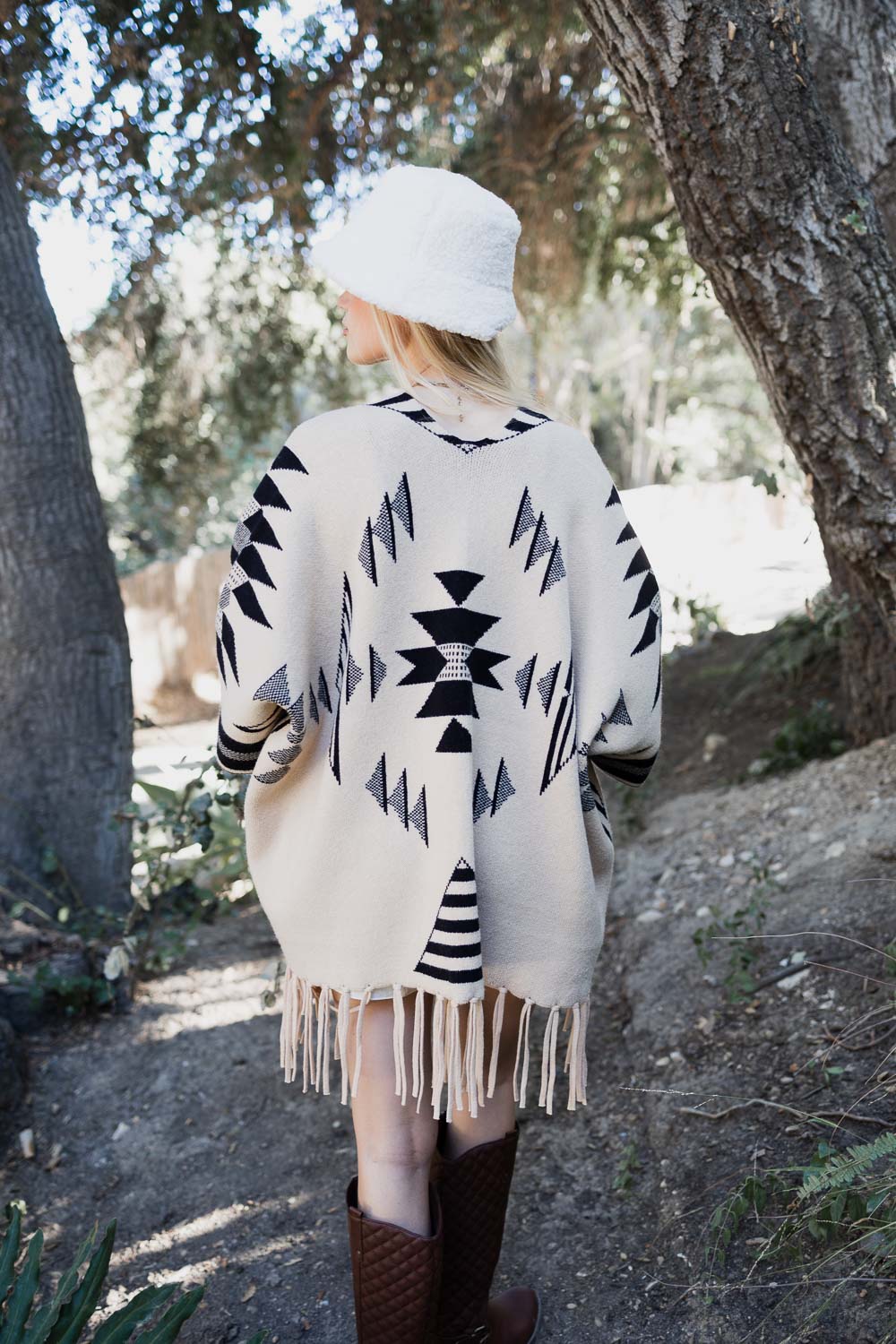 Aztec Luxe Fringed Ruana Ponchos Leto Collection   