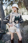 Aztec Luxe Fringed Ruana Ponchos Leto Collection Natural  