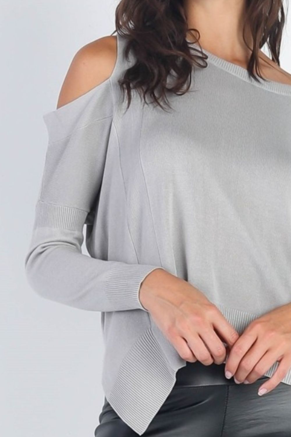 UNIQ Cold Shoulder Long Sleeve Knit Top Top Trendsi   