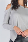 UNIQ Cold Shoulder Long Sleeve Knit Top Top Trendsi   