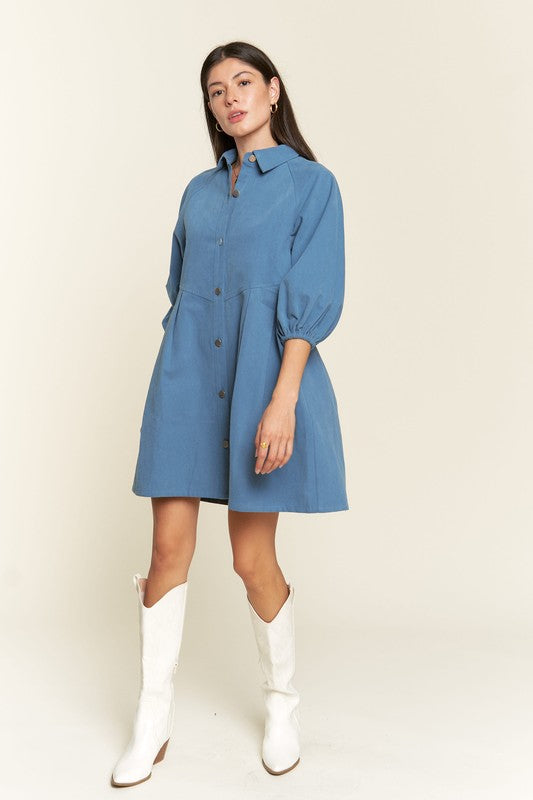 Jade By Jane Washed Denim Mini Dress | Casual Utility Chic Style - NeoKira Unlimited