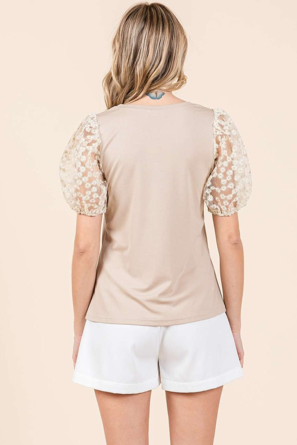 Mittoshop Round Neck Puff Short Sleeve Top  Trendsi   