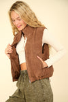 VERY J Zip Up Padded Corduroy Puffer Vest