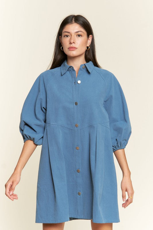 Jade By Jane Washed Denim Mini Dress | Casual Utility Chic Style - NeoKira Unlimited