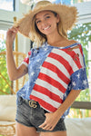 BiBi American Flag Theme Short Sleeve T-Shirt T-Shirt Trendsi   