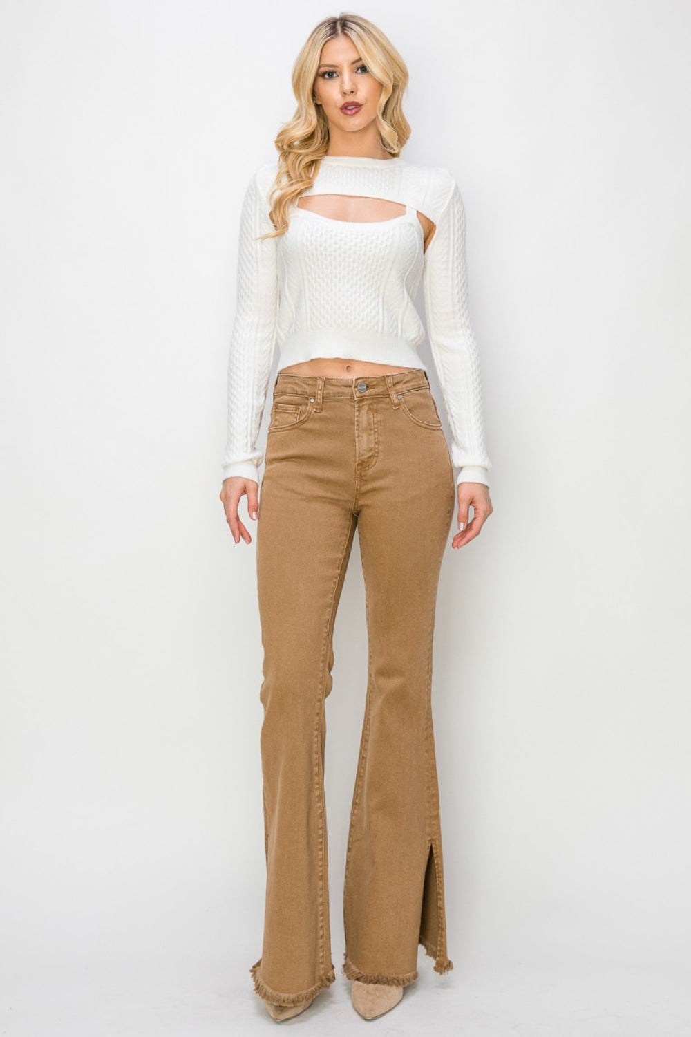 RISEN Bailey Full Size High Waist Side Slit Flare Jeans - NeoKira Unlimited
