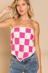 POL Checkerboard Pattern Tube Top Sweater Top POL   