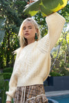 POL Cable Knit Cutout Long Sleeve Sweater Sweater Trendsi   