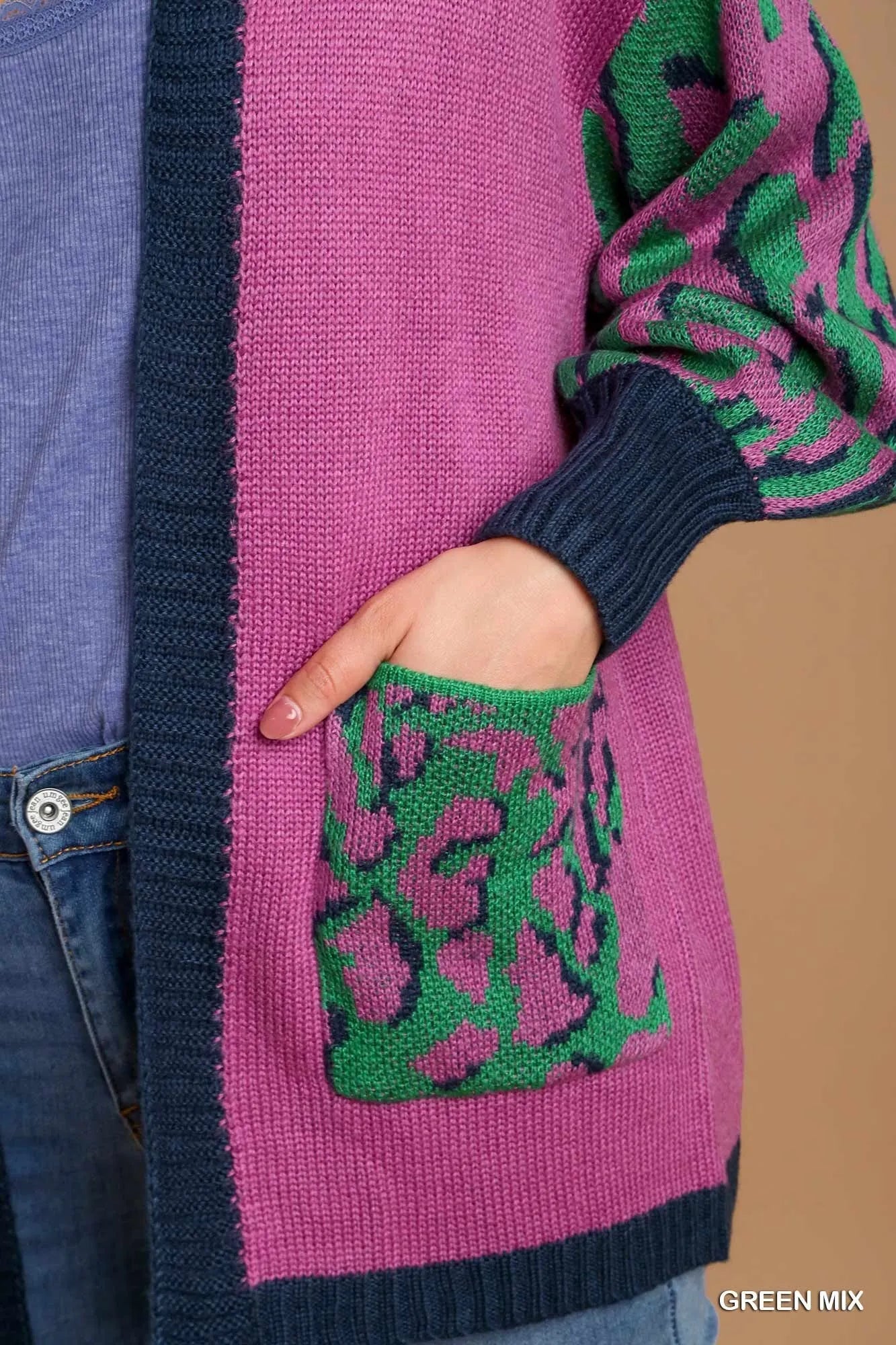 Umgee Animal Print Open Front Sweater Cardigan – Boho Cozy Statement - NeoKira Unlimited