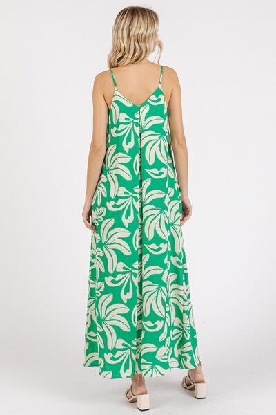 Mittoshop Printed V-Neck Maxi Cami Dress with Pockets - NeoKira Unlimited