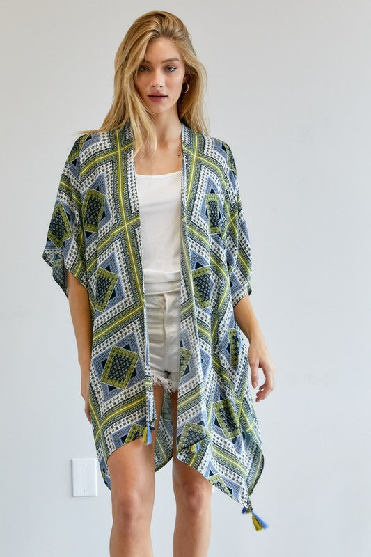 Printed Short Sleeve loose Kimono  Davi & Dani   