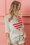 BiBi Striped Heart Contrast Knit Top Top Trendsi   